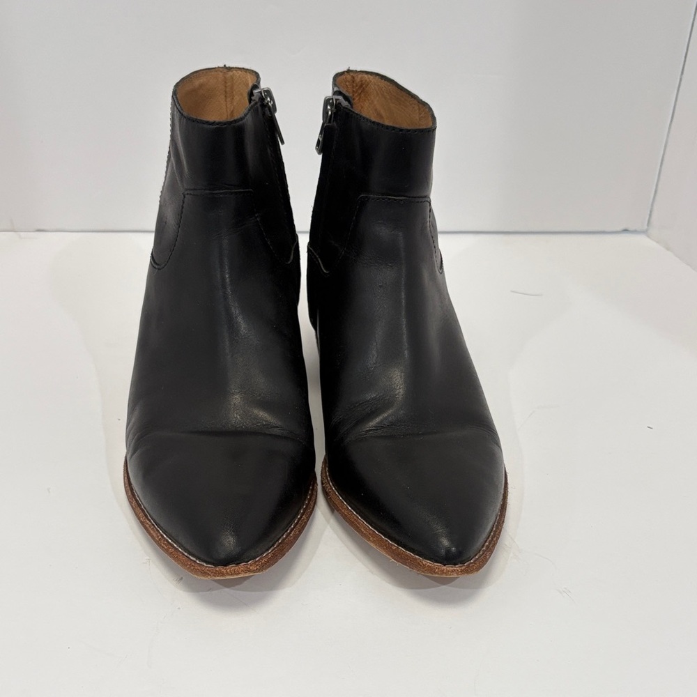 Madewell Black Leather Pointed Toe Ankle Boots Side Zip K5307